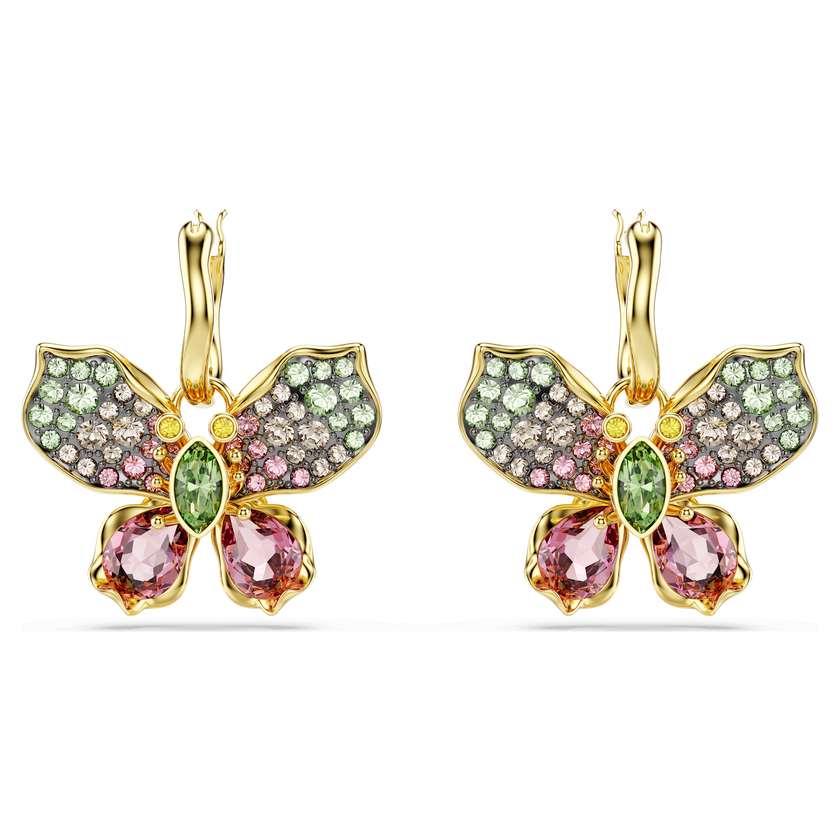 swarovski idyllia drop earrings  mixed cuts  pav   butterfly  multicolored  mixed metal finish