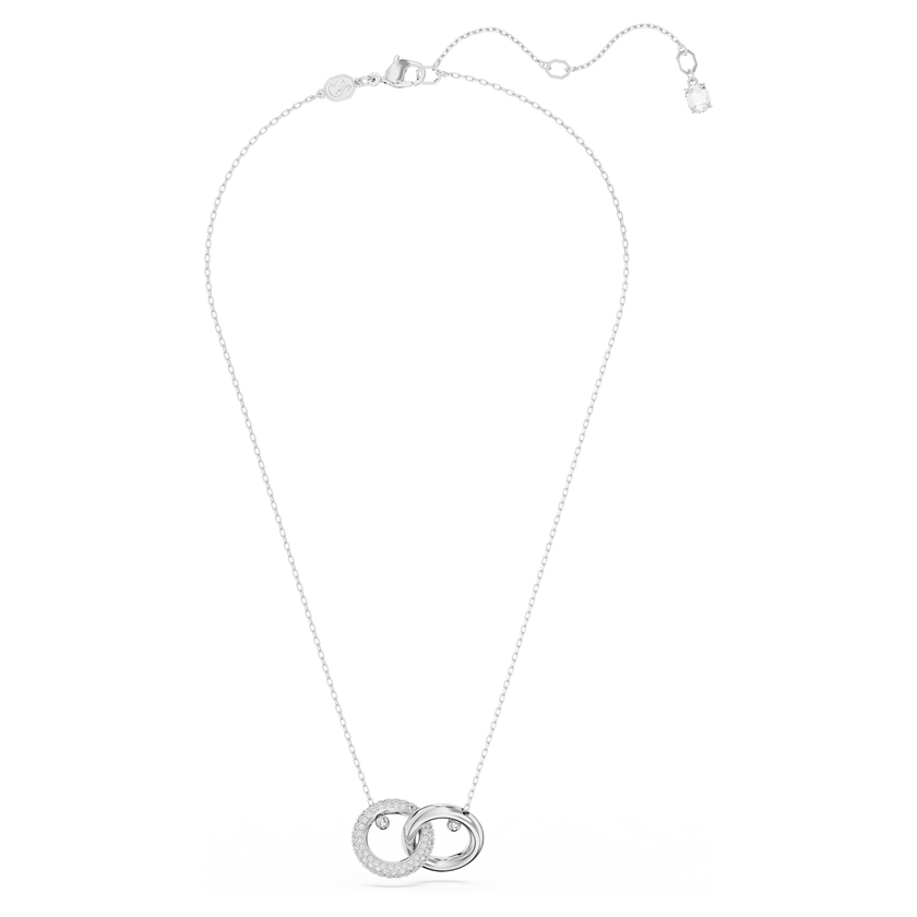 swarovski dextera pendant  interlocking loop  white  rhodium plated