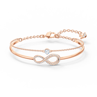 Swarovski Infinity Bangle, White, Rose-gold tone plated