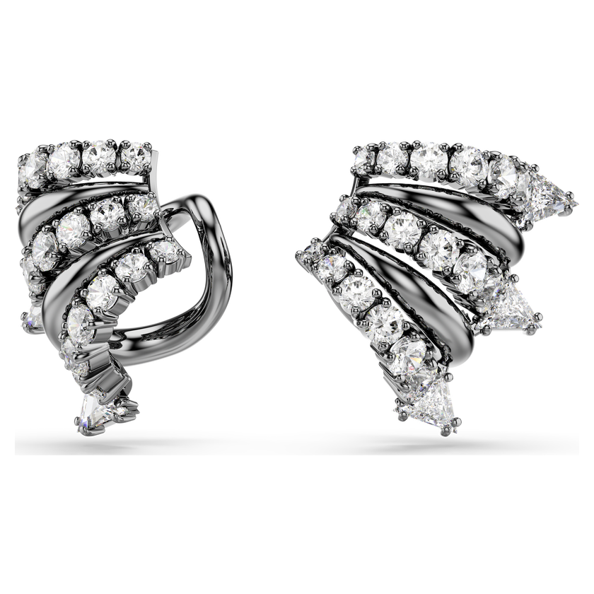 swarovski sublima ear cuffs  white  ruthenium plated
