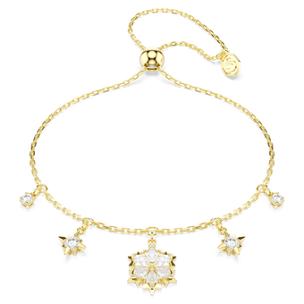 swarovski magic bracelet  mixed cuts  snowflake  white  18k gold finish