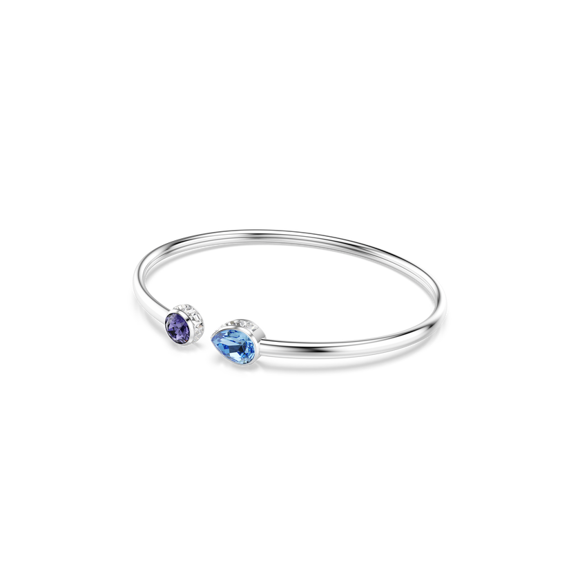 swarovski chroma bangle  mixed cuts  multicolored  rhodium plated