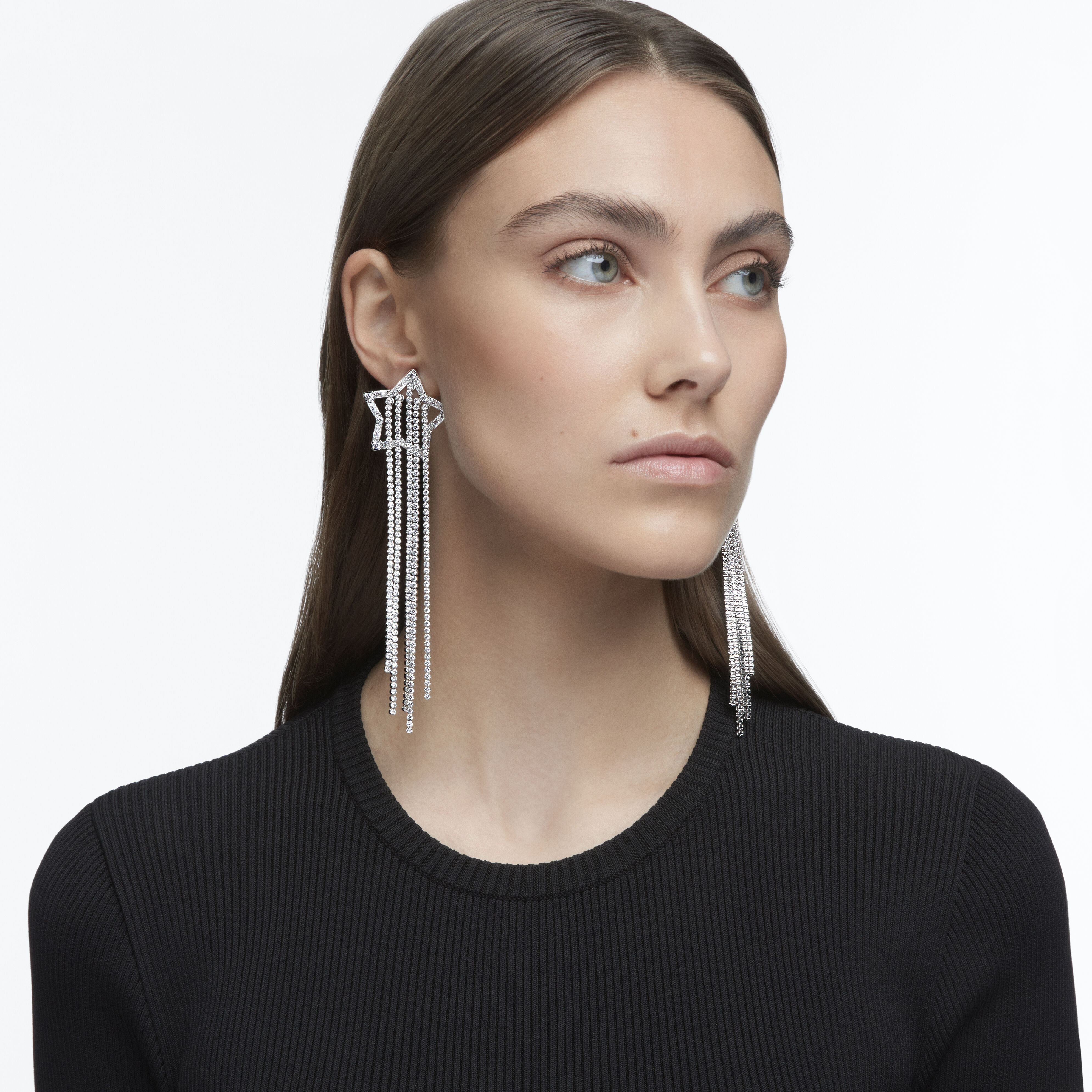 Buy Swarovski Stella clip earrings Shooting star White Rhodium