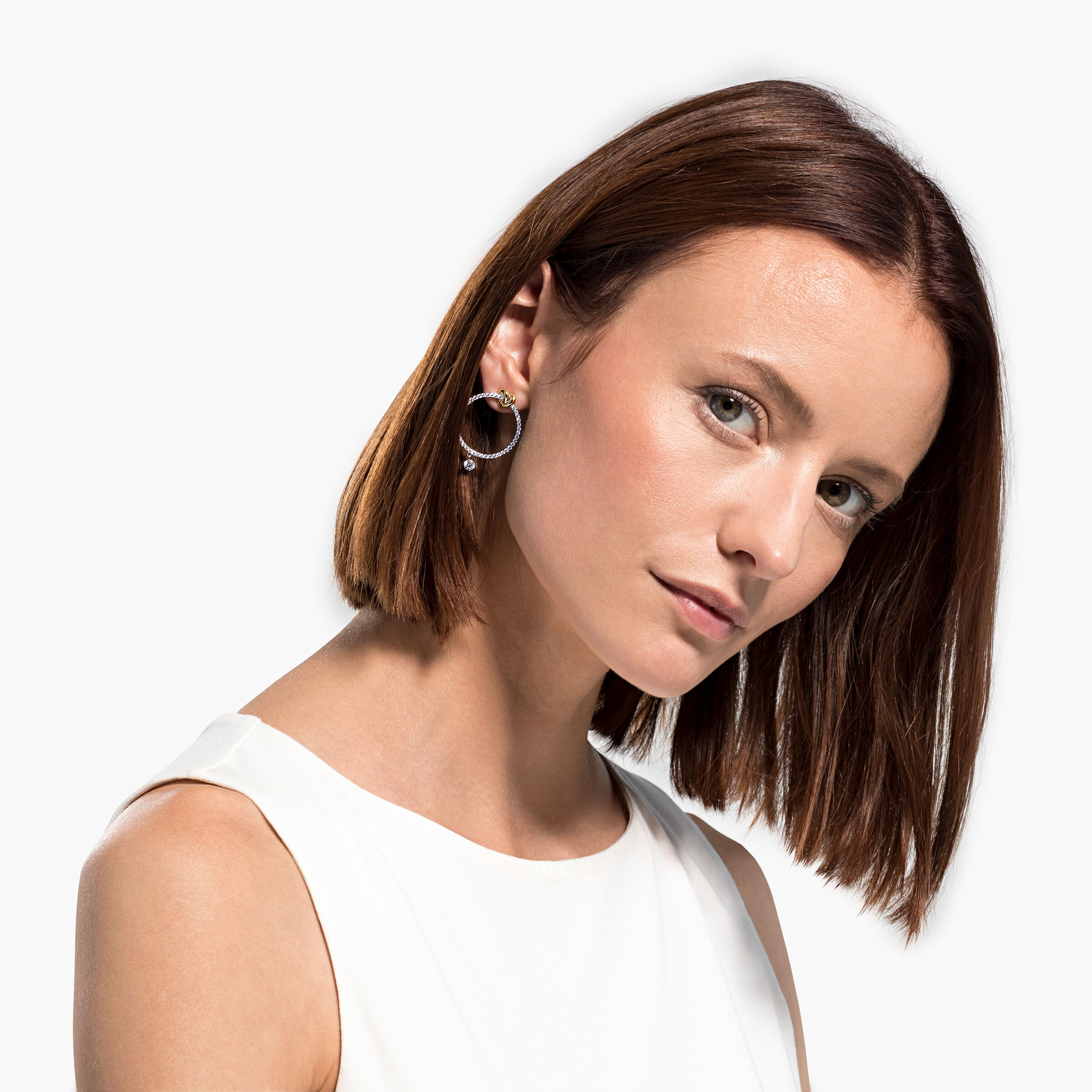Buy Swarovski Lifelong Heart Hoop Pierced Earrings White Mixed