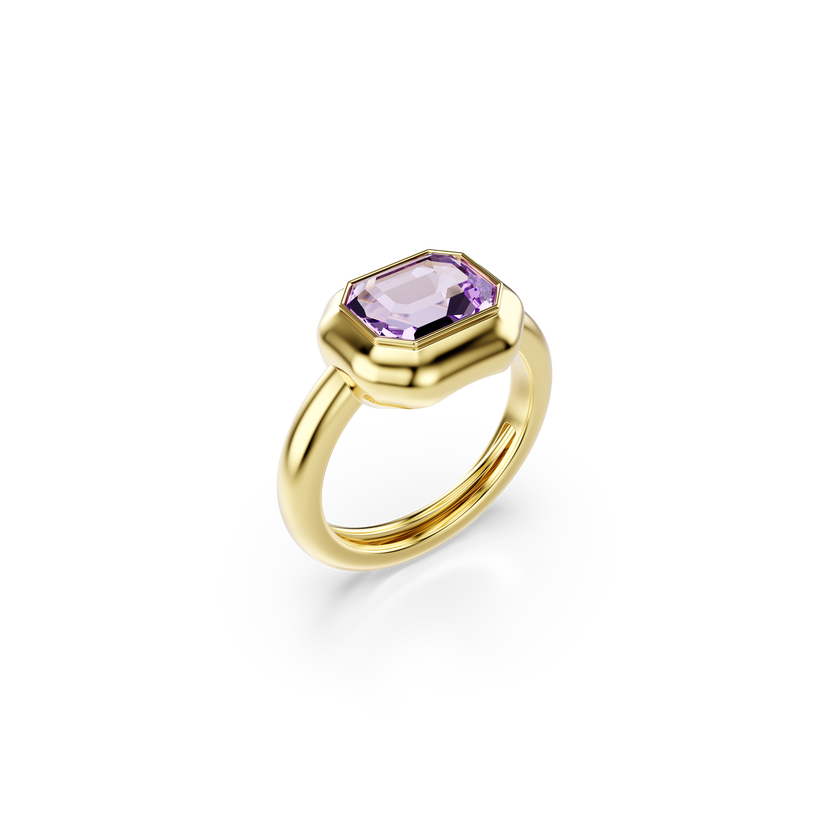 swarovski gema motif ring  set  3   multicolored  gold tone plated
