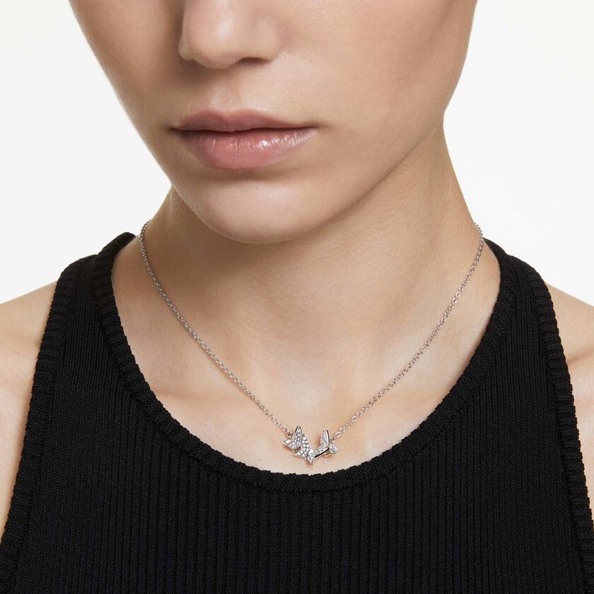 swarovski lilia necklace  butterfly  white  rhodium plated