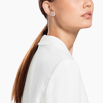 swarovski magic stud earrings  snowflake  white  rhodium plated