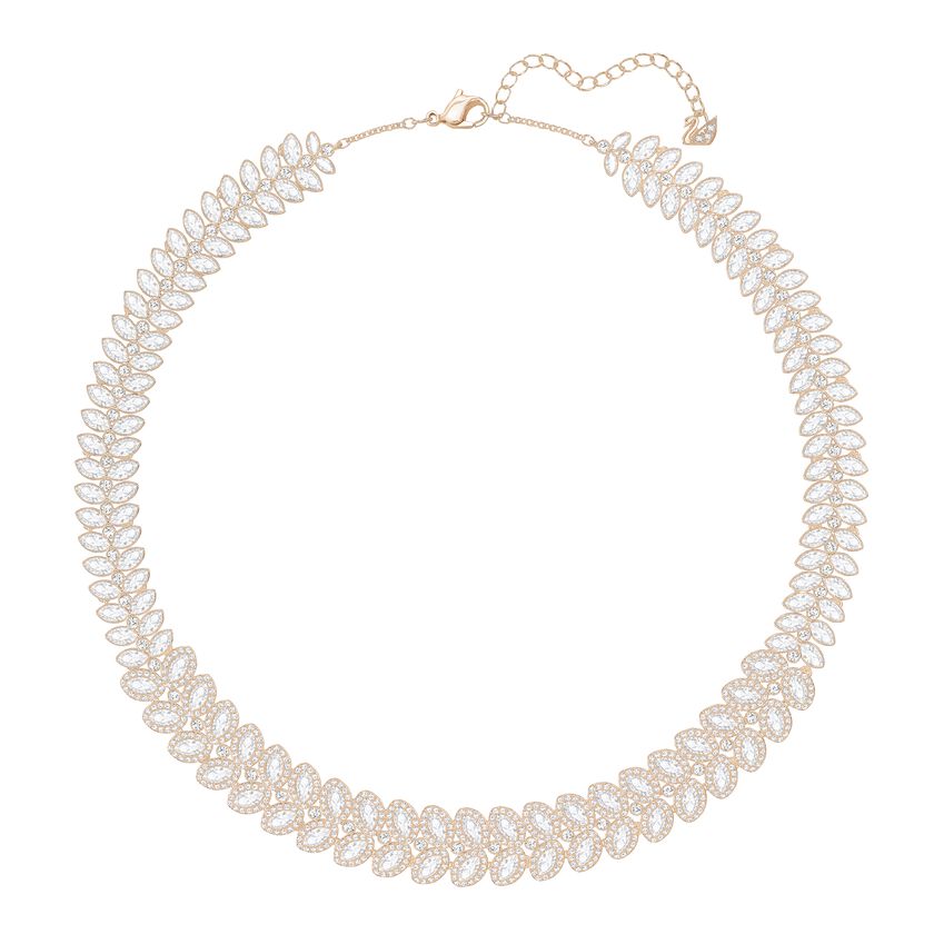 Baron All-Around Necklace, White, Rose Gold Plated