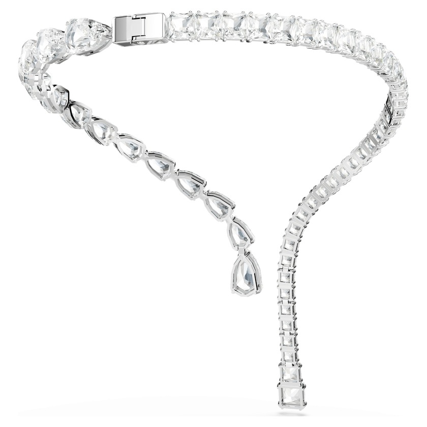 swarovski matrix open necklace  mixed cuts  white  rhodium plated