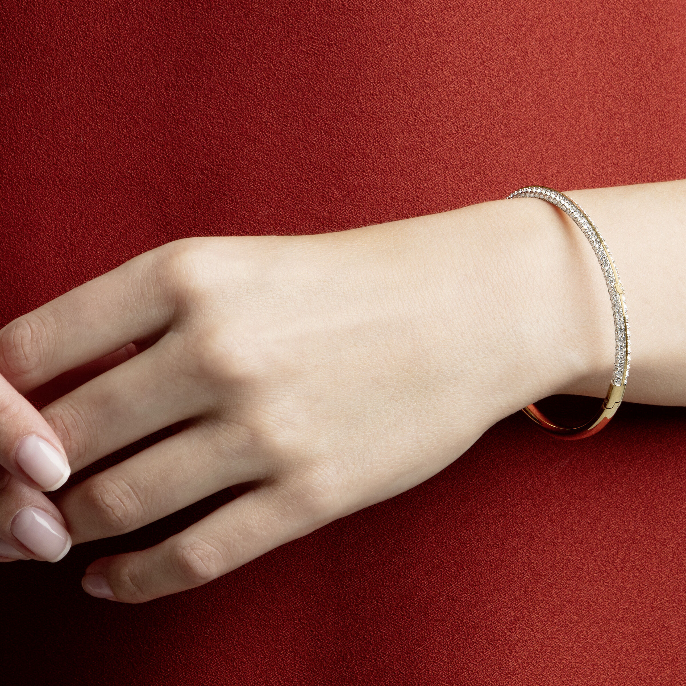 Buy Swarovski Stone Bangle White Gold plating