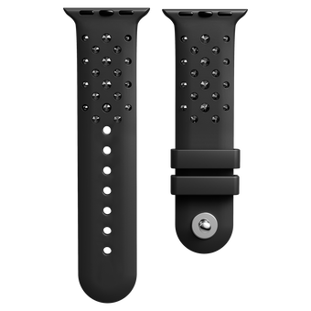 swarovski watch strap  silicone with stitching  black  stainless steel