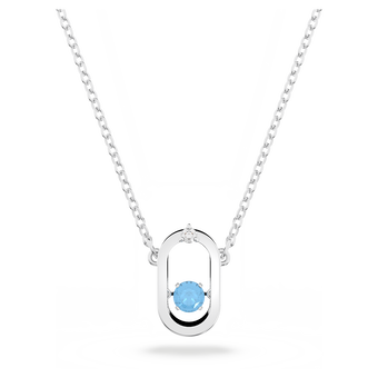 swarovski sparkling dance necklace  round cut  oval shape  blue  rhodium plated