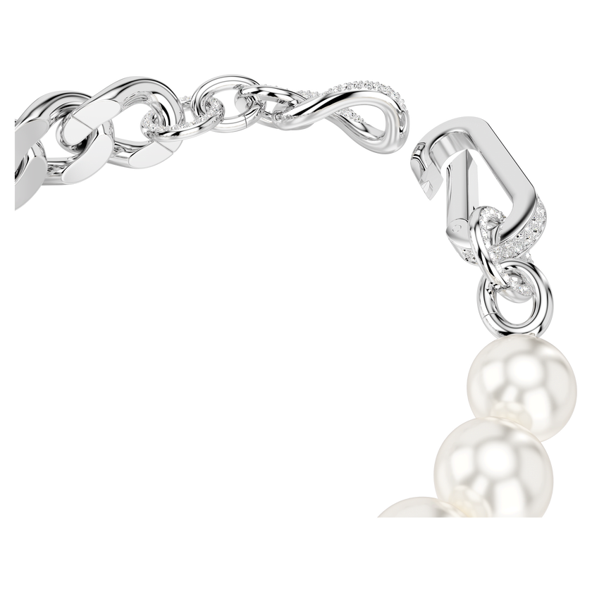 swarovski dextera bracelet  crystal pearl  mixed links  white  rhodium plated