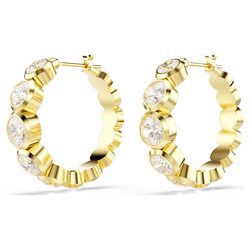 swarovski imber hoop earrings  round cut  white  gold tone plated