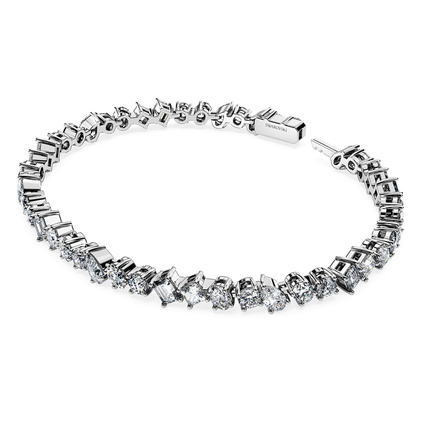 swarovski galaxy tennis bracelet  lab grown diamonds 5 ct tw  mixed shapes  18k white gold