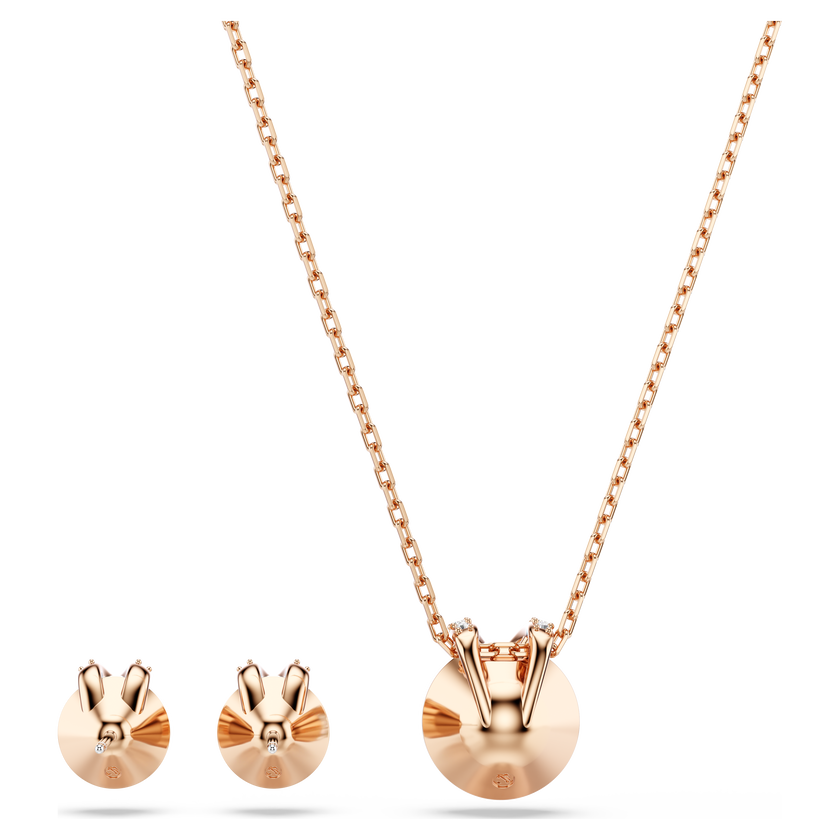 swarovski bella v set  round cut  white  rose gold tone plated