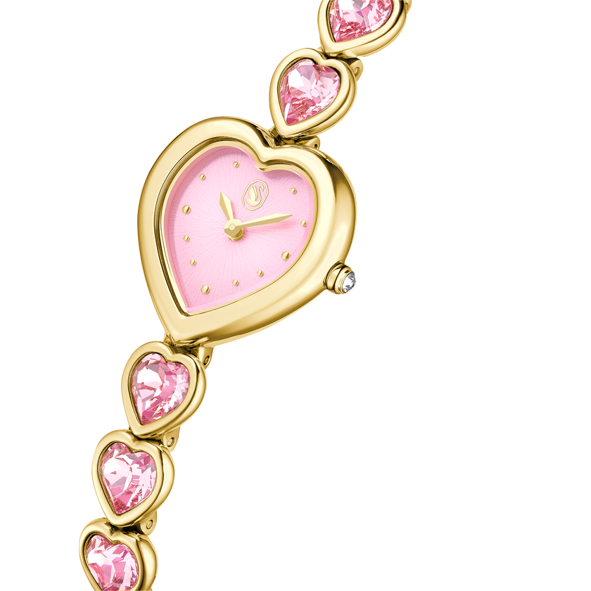 swarovski idyllia heart watch  crystal bracelet  pink  gold tone finish