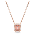 Millenia necklace, Octagon cut Swarovski zirconia, Pink, Rose gold tone plated