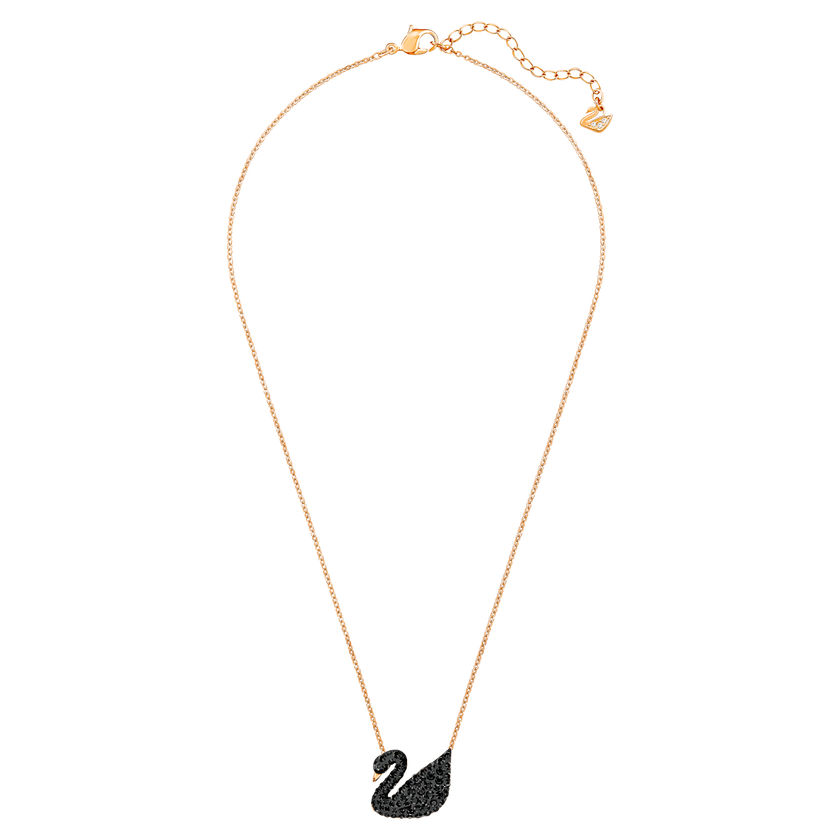 swarovski iconic swan pendant  black  rose gold plated