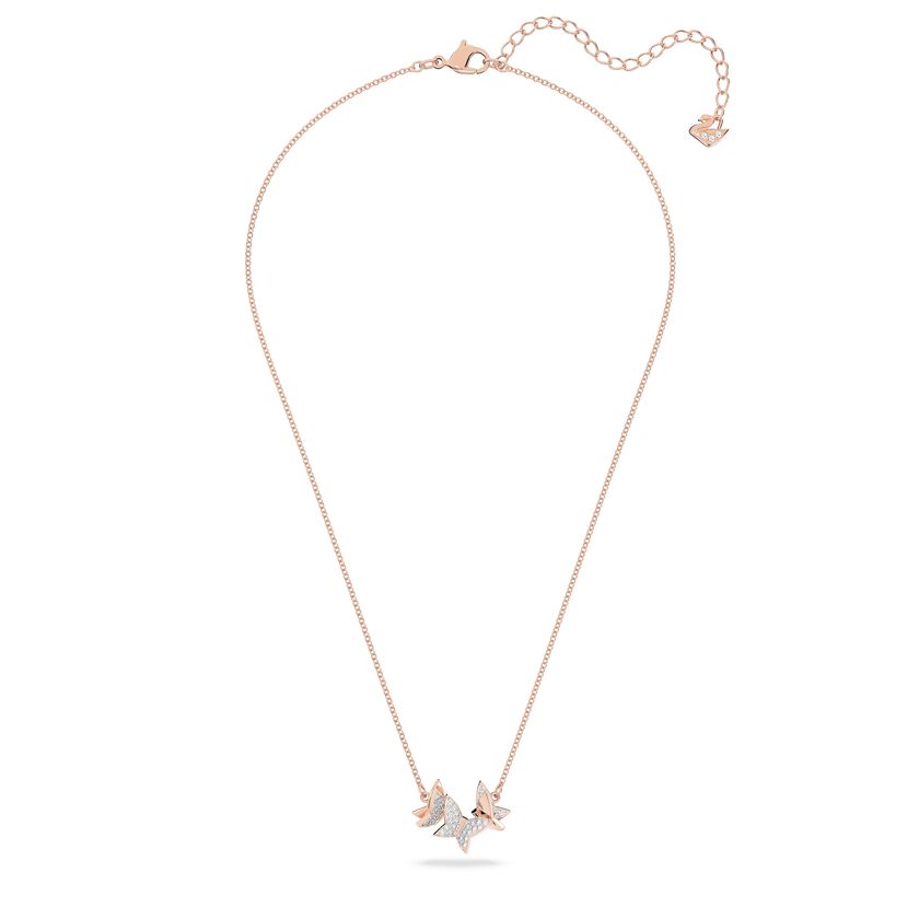 Buy Swarovski Lilia necklace, Butterfly, White, Rose-gold tone plated
