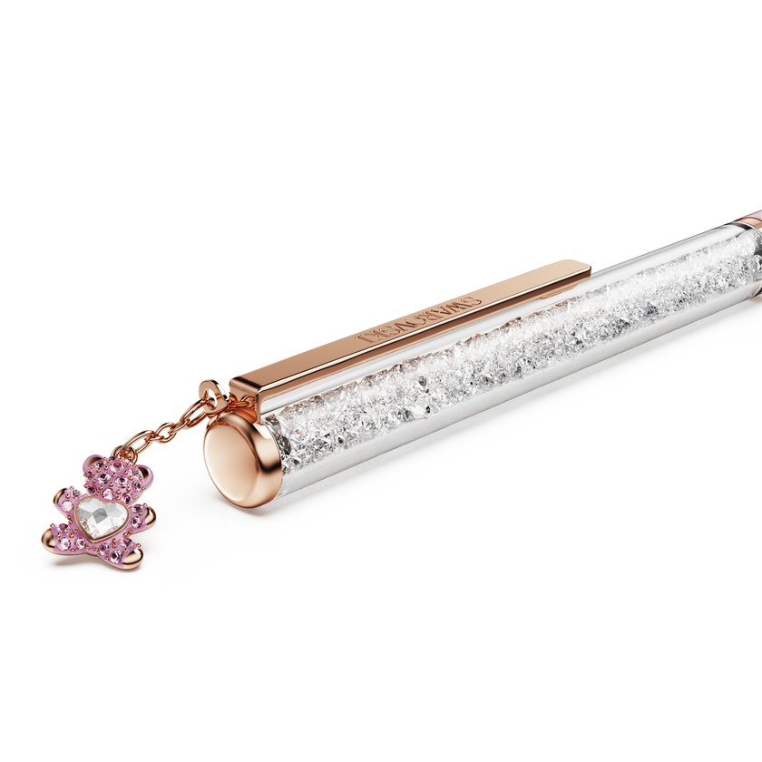 swarovski crystalline ballpoint pen  teddy  pink  pink lacquered  rose gold tone plated