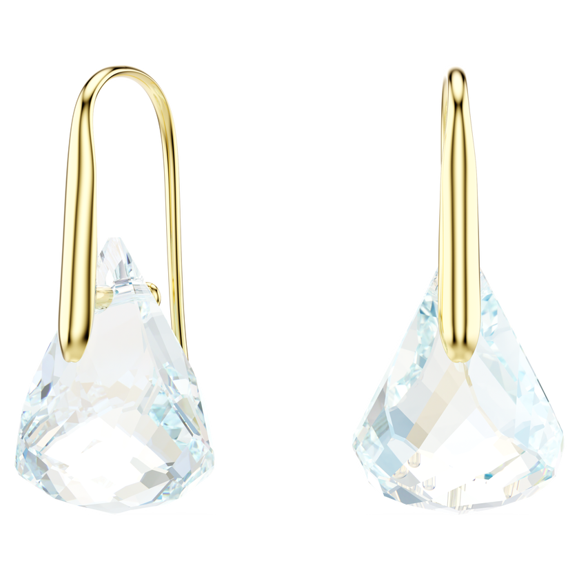swarovski lunar drop earrings  oval cut  white  18k gold finish