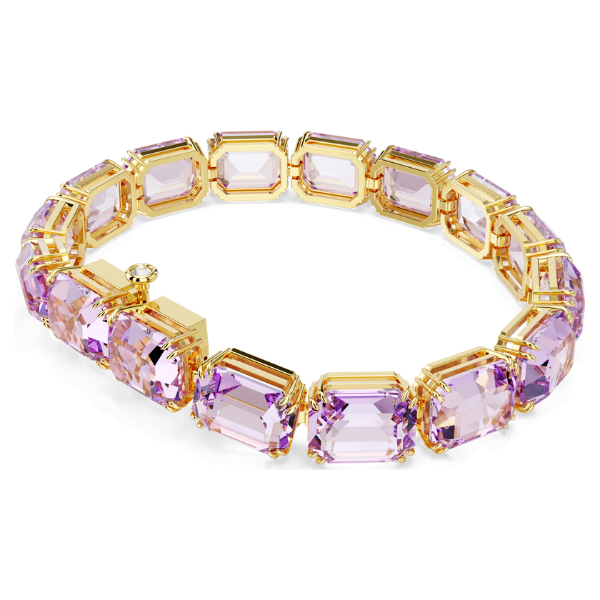 swarovski millenia tennis bracelet  octagon cut  purple  gold tone plated