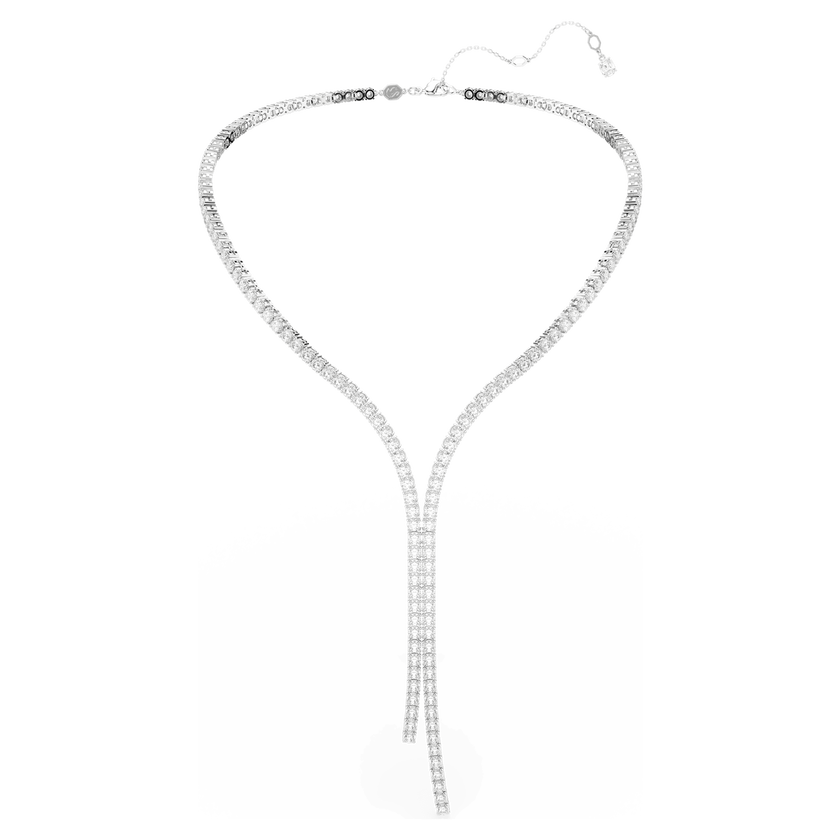 swarovski matrix y necklace  round cut  white  rhodium plated