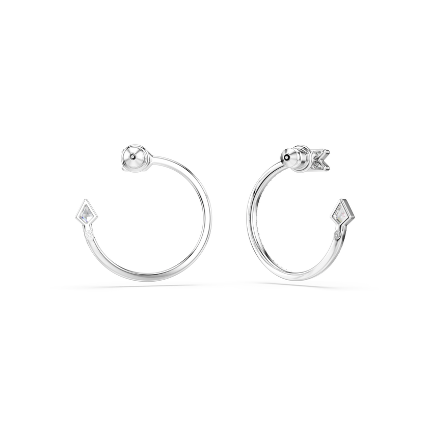 swarovski idyllia hoop earrings  mixed cuts  arrow  white  rhodium plated