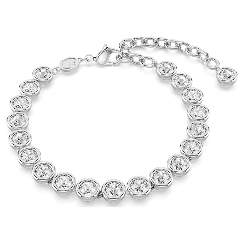 swarovski imber tennis bracelet  round cut  white  rhodium plated