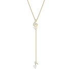 Pleasant Y Necklace, White, Gold-tone plated