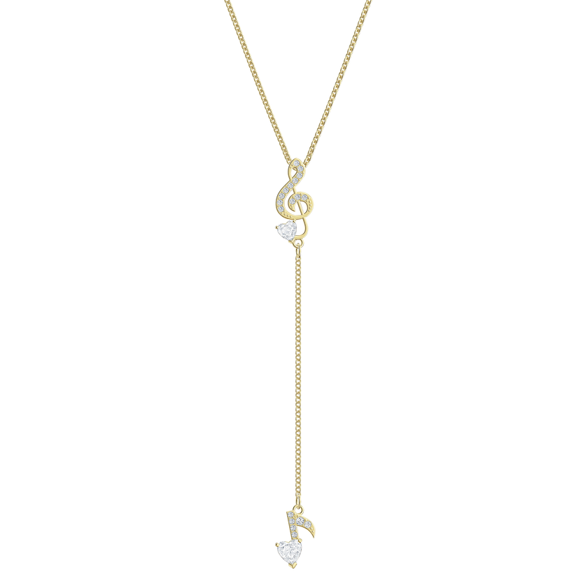 Pleasant Y Necklace, White, Gold-tone plated