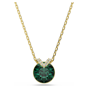swarovski bella v pendant  round cut  green  18k gold finish
