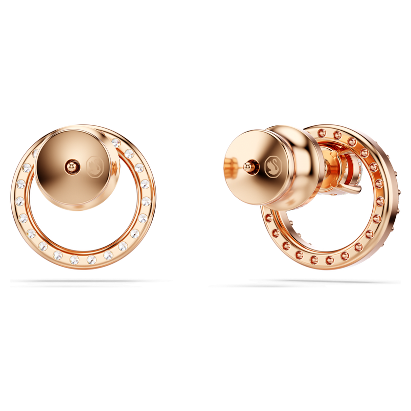 swarovski constella stud earrings  round cut  white  rose gold tone plated
