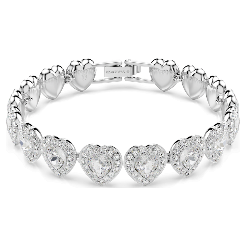 ariana grande x swarovski tennis bracelet  mixed cuts  heart  white  rhodium plated