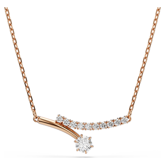 swarovski matrix necklace  round cut  white  18k rose gold finish