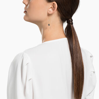 swarovski symbolic drop earrings  moon and star  blue  mixed metal finish