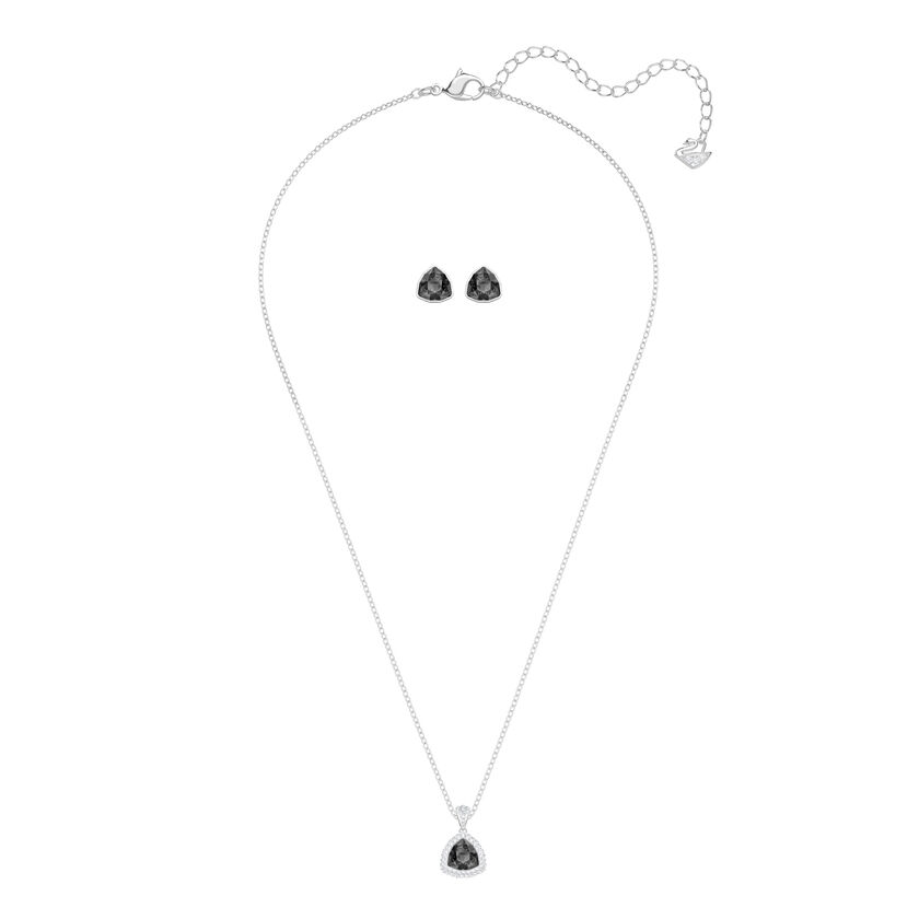 swarovski begin set  trilliant cut  black  rhodium plated