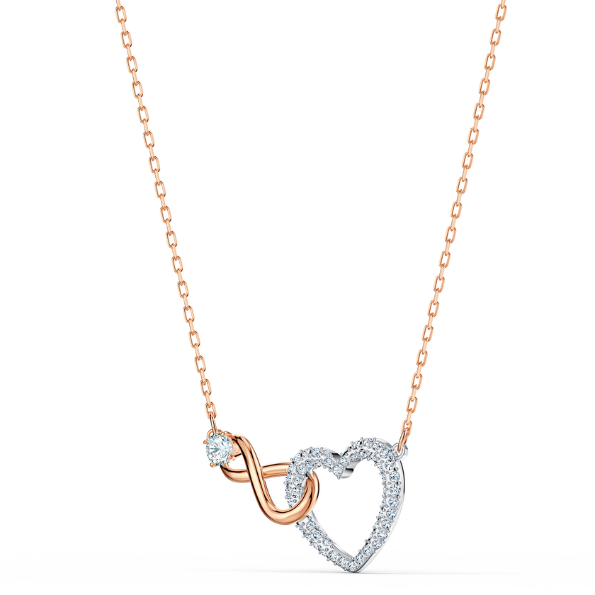 Swarovski Infinity Heart Necklace, White, Mixed metal finishing