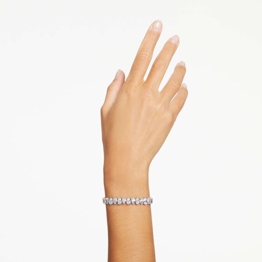 Buy Swarovski Matrix Tennis bracelet, Pear cut, White, Rhodium plated
