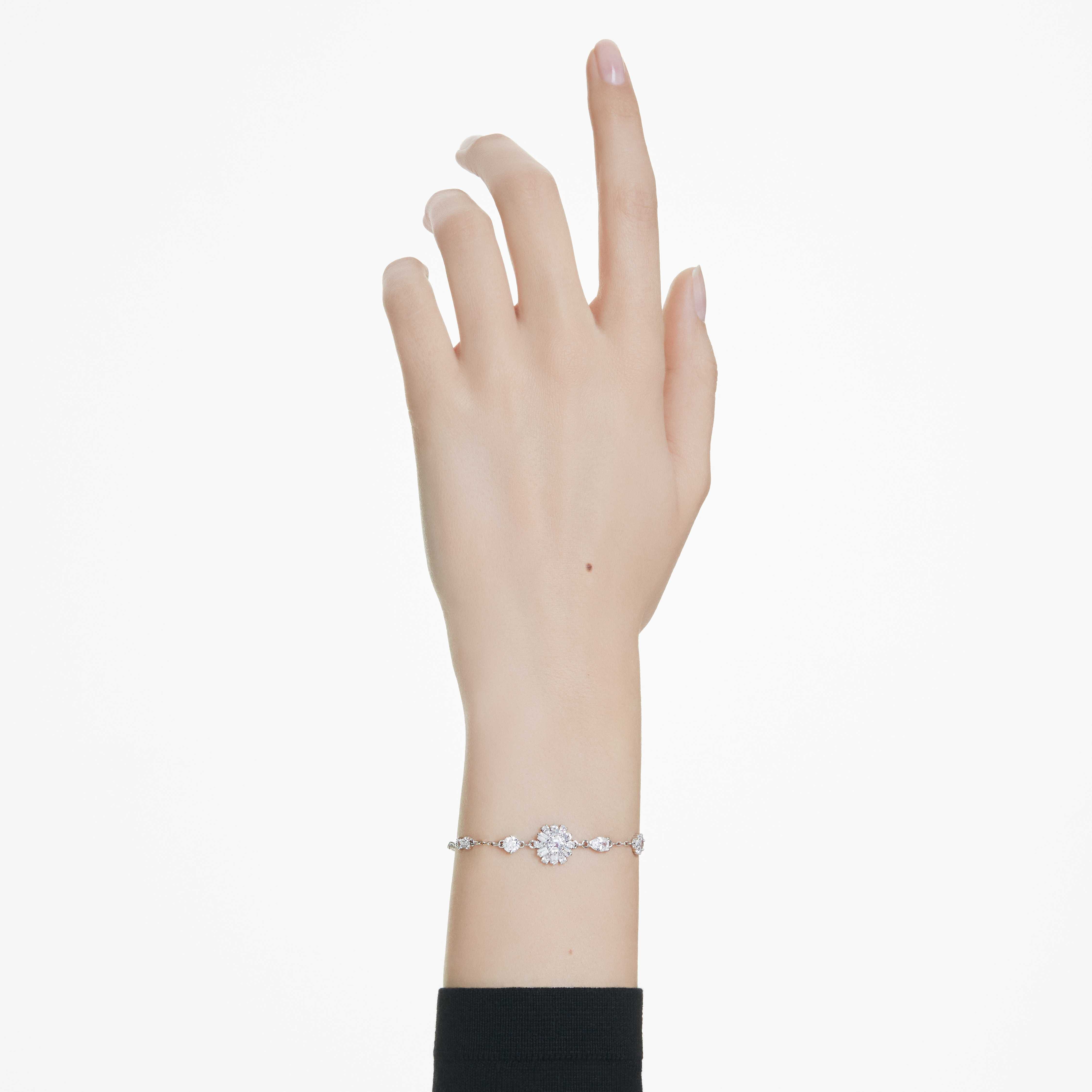 swarovski idyllia bracelet  mixed cuts  snowflake  white  rhodium plated