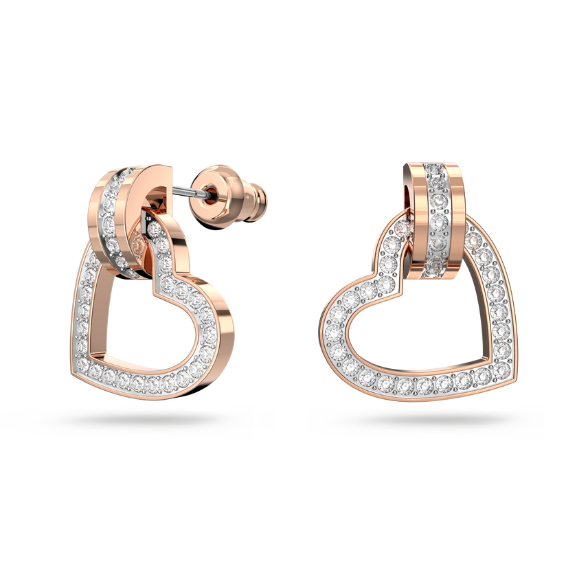 swarovski lovely stud earrings  heart  white  rose gold tone plated