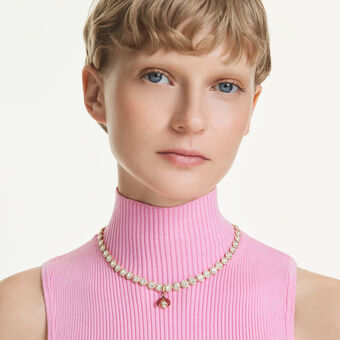 swarovski idyllia charm  mixed cuts  ladybug  red  gold tone plated