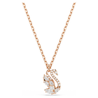 swarovski swan pendant  mixed cuts  swan  white  rose gold tone plated
