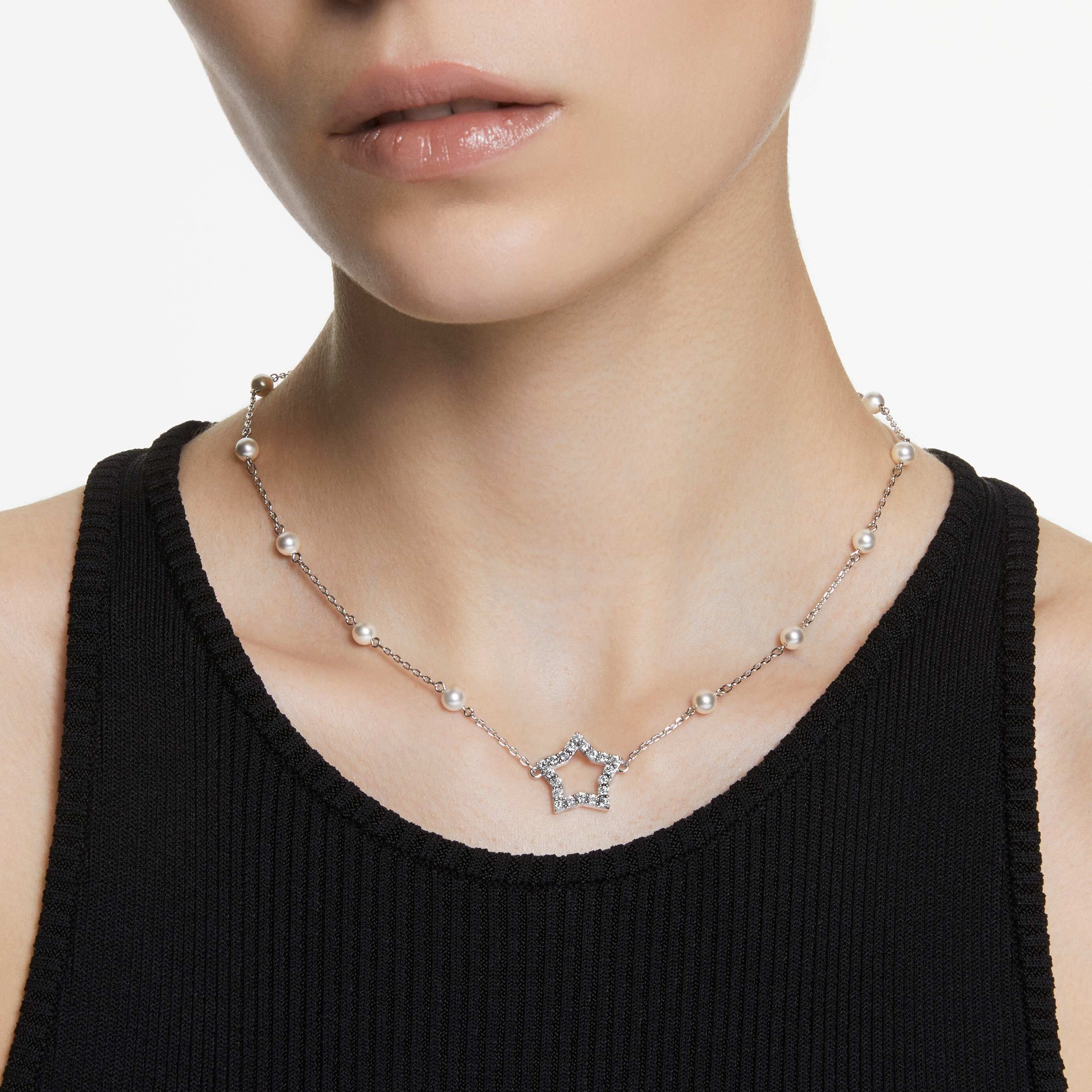 Swarovski pearl and best sale crystal necklace