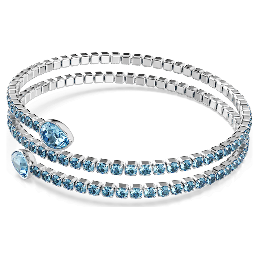 swarovski twisty cuff  mixed cuts  blue  rhodium plated