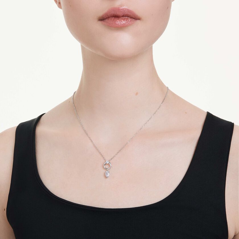 swarovski mesmera pendant  pear cut  white  rhodium plated