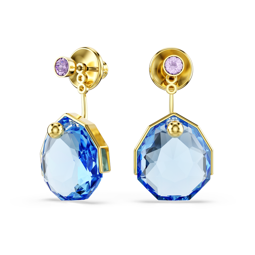 swarovski gema earring jackets  blue  gold tone plated