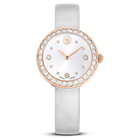 swarovski matrix tennis watch swiss made leather strap gray rose gold tone finish