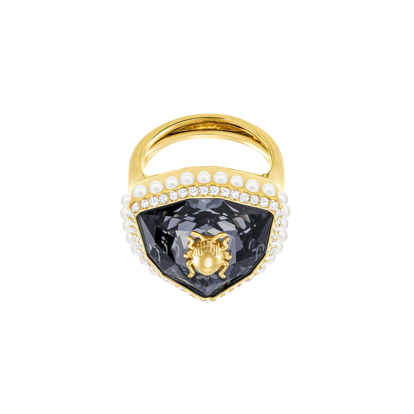 Magnetic Cocktail Ring, Multi-Colored, Gold Plating